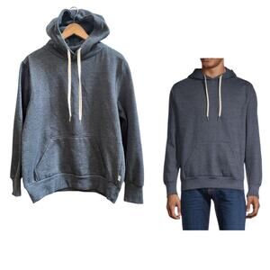 Onia Men’s Heather Blue Kangaroo Pocket Fleece Hoodie Sweater Size Small